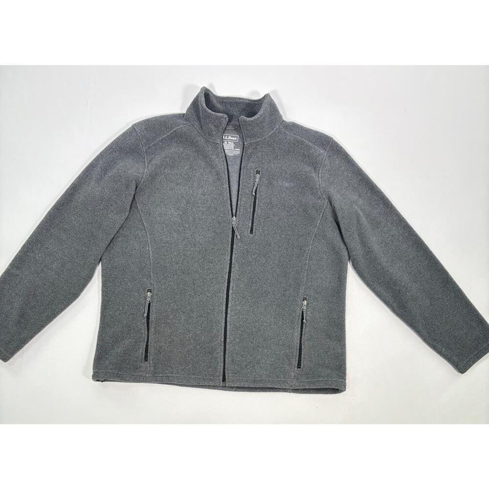 Vintage Gray Black LL Bean Classic Fleece Jacket Mens‎ XL Tall Full Zip Outdoor